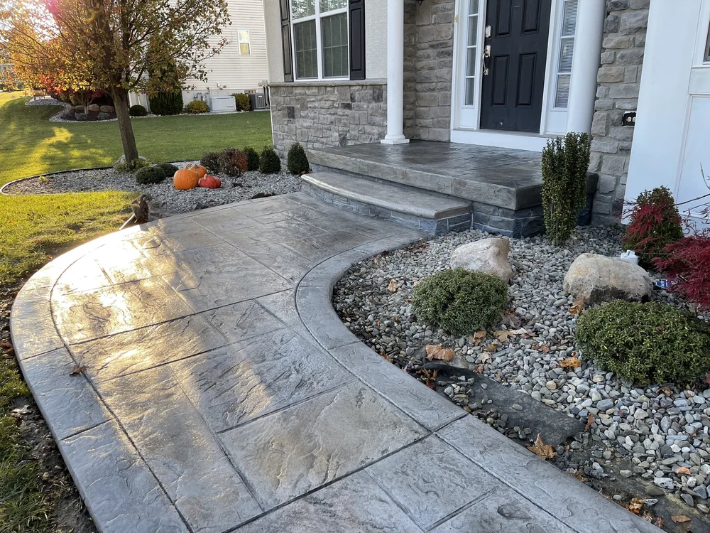 Stamped concrete walkway installation South Jersey