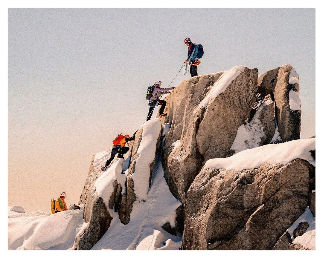 Impressions of scale up at Aiguille du Midi, Chamonix. One of my favourite places to photograph 🏔️ 

As the first blue sky in days there were plenty of mountaineers out on the glacier exploring, their tiny little dots following each other&rsquo;s tr