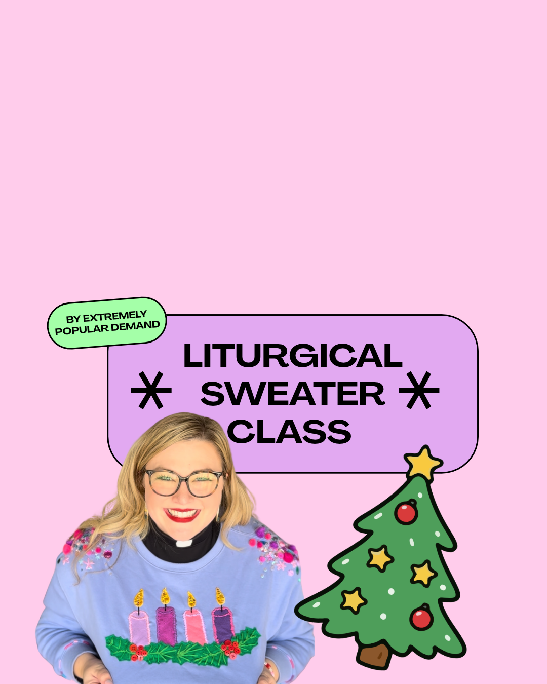 Rev Lizzie advent sweater workshop how to DIY instructions class 
