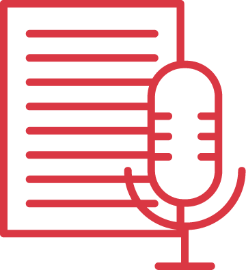 Icon of a document and a microphone for audio or podcast recording.