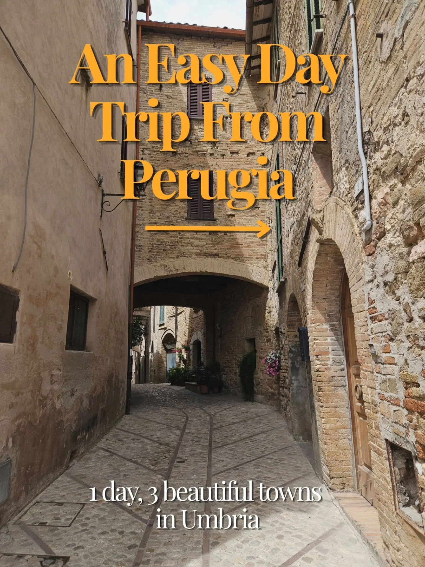 This easy day trip from Perugia takes you to 3 beautiful towns all of which you can see within 2 hours&rsquo; total drive time from the Umbrian capital! 

🚙 The route: Perugia > Gualdo Cattaneo > Montefalco > Bevagna > Perugia 

1 day, 3