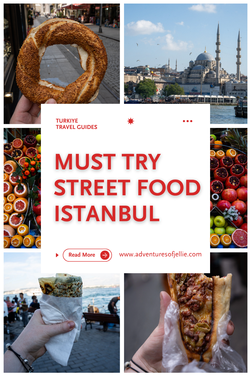 Pinterest pin for the Adventures of Jellie article on the street food of Istanbul.