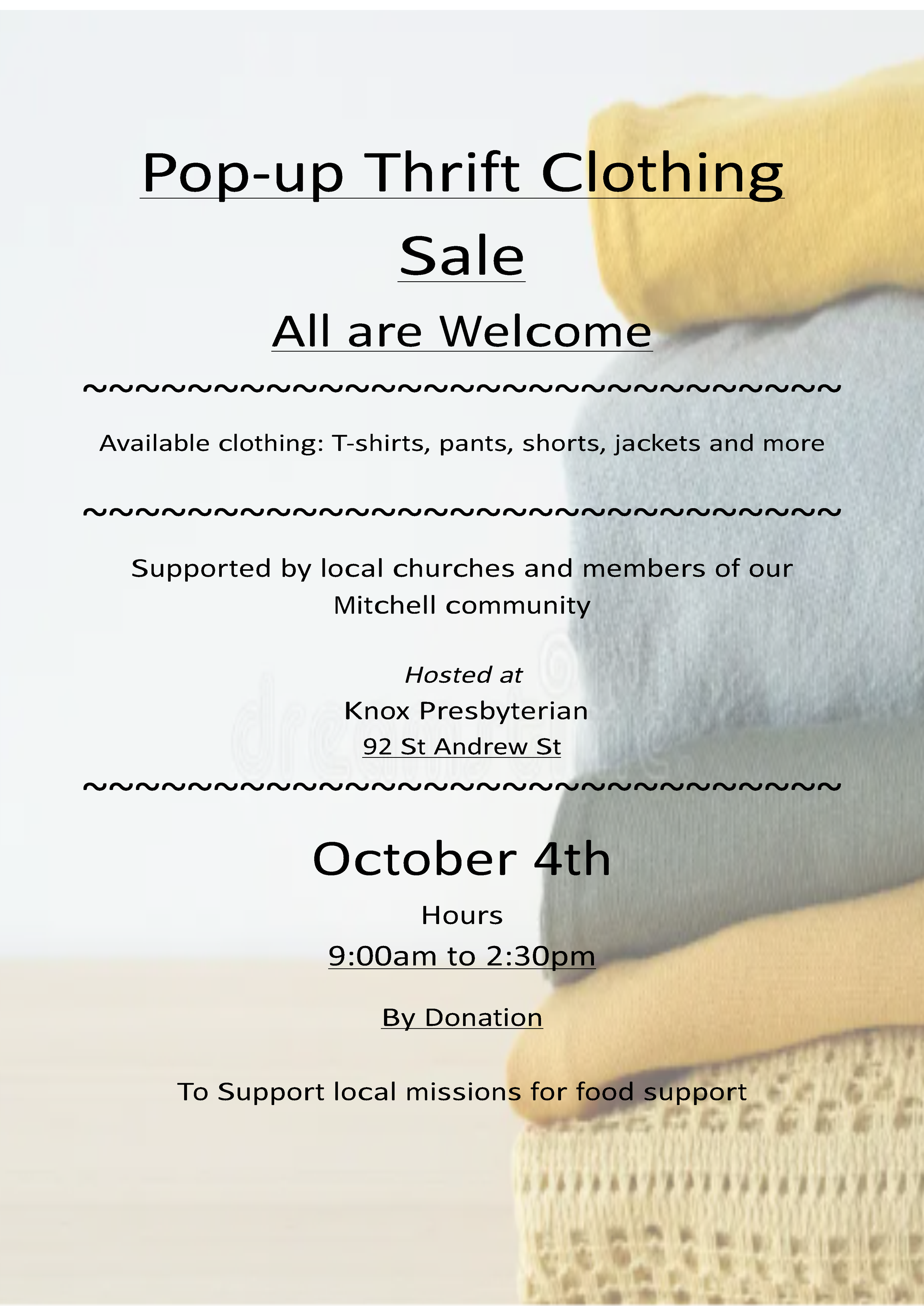 Pop Up Thrift Clothing Store @ Knox Presbyterian