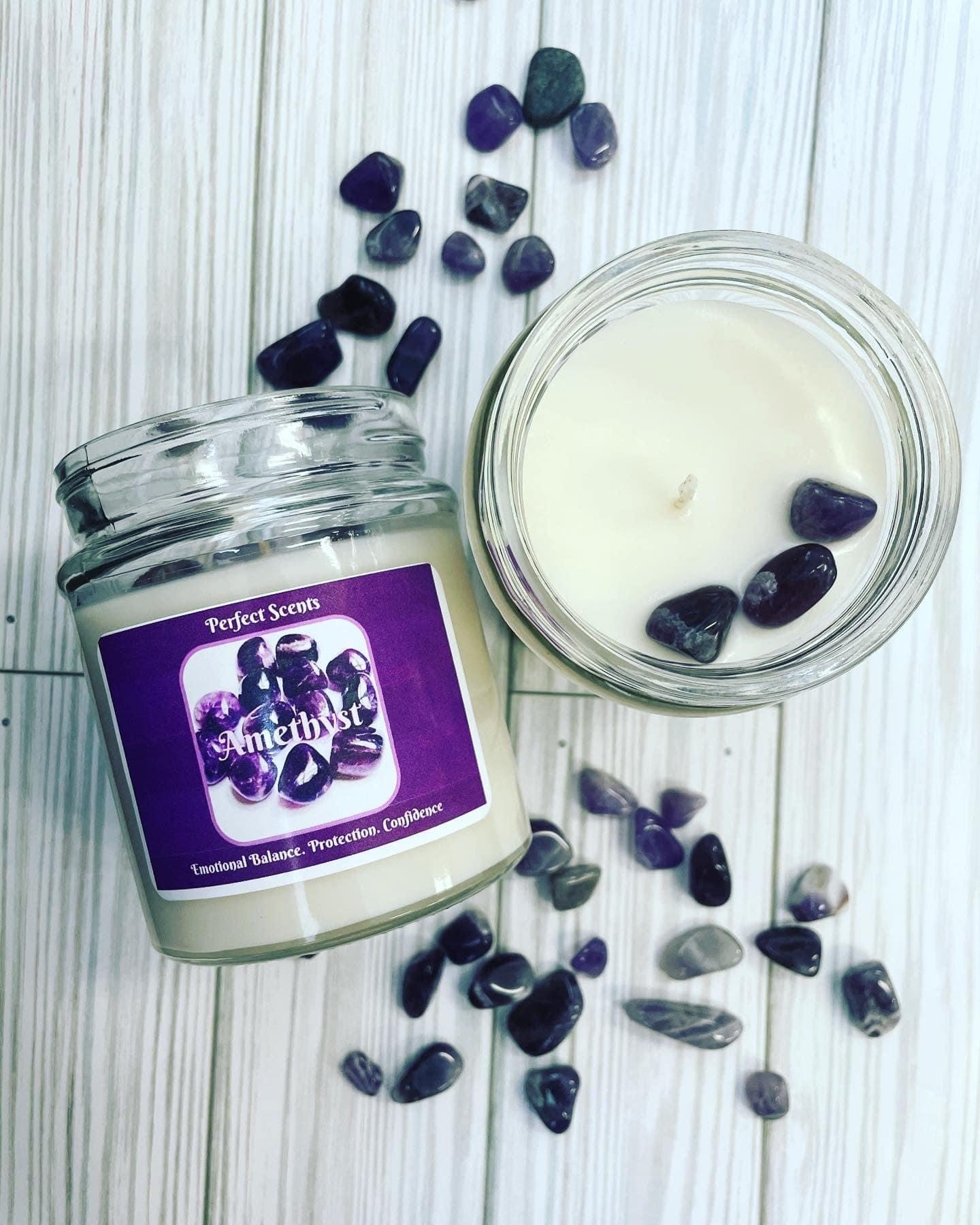 Amethyst Crystal Candle