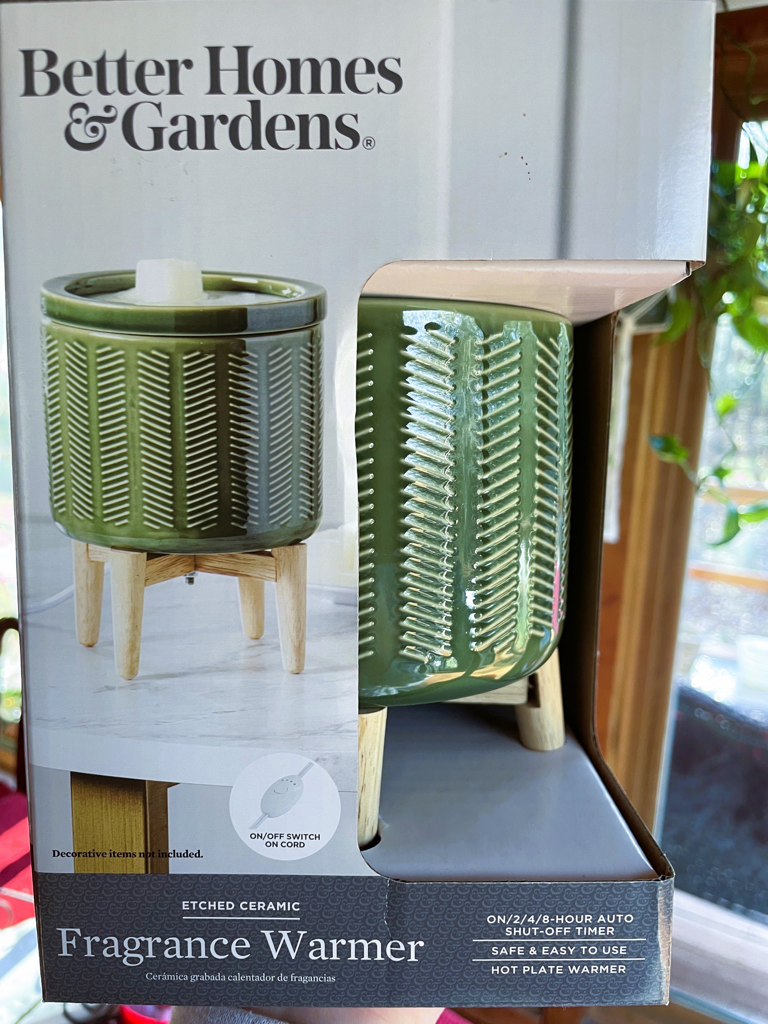 Bamboo base with a beautiful green warmer from Better Homes and Garden