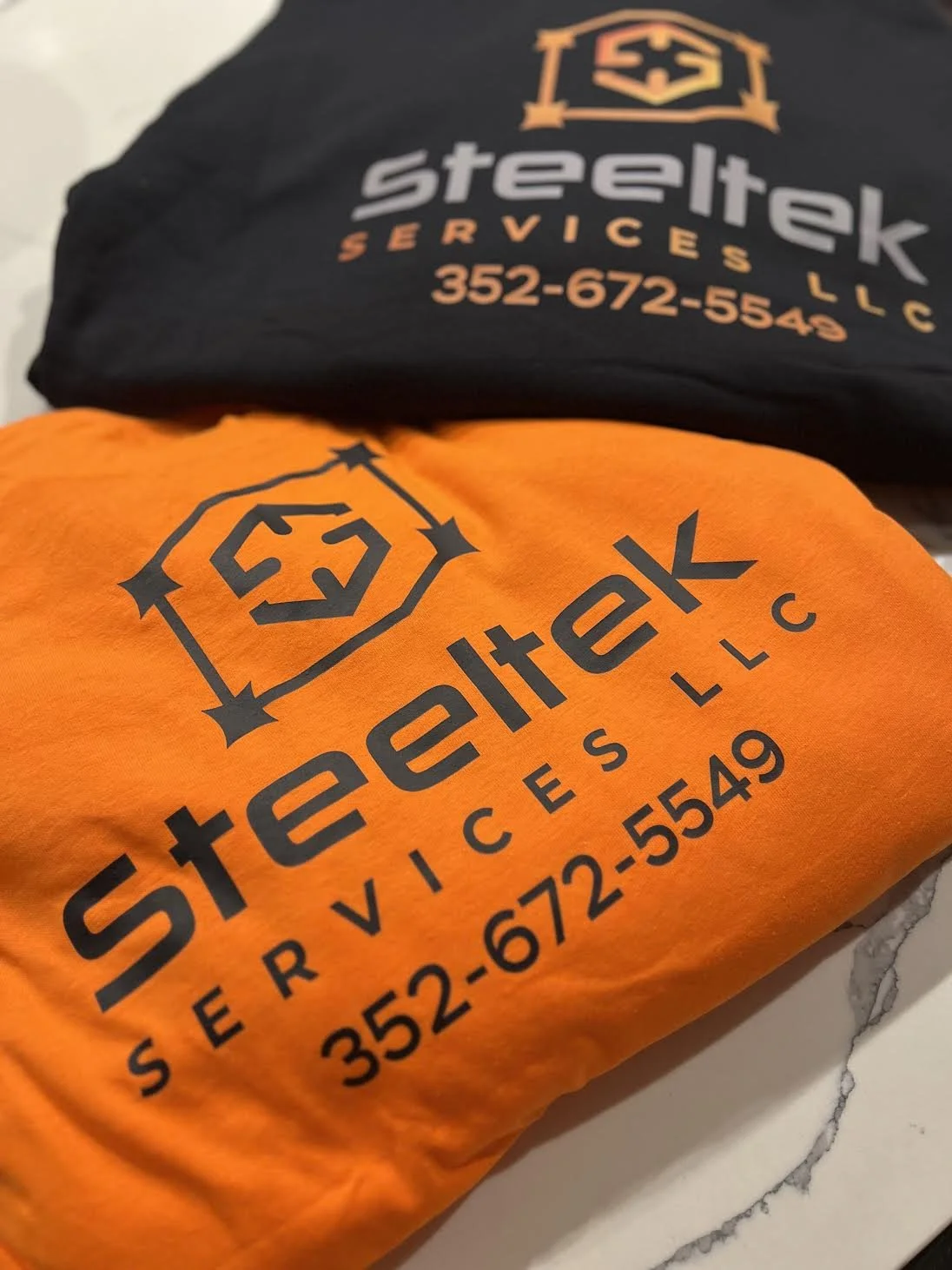 Custom Apparel; DTF; Front & Back on Hivis Orange and Black!