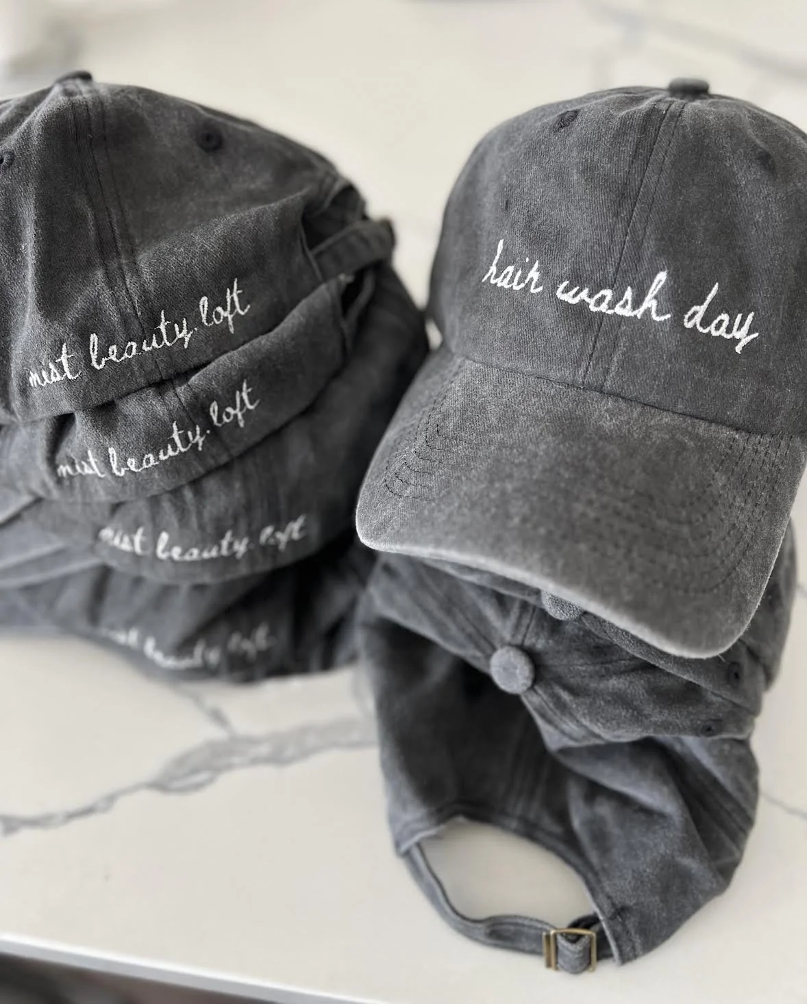 Embroidered Hats for Mist Beauty Salon!