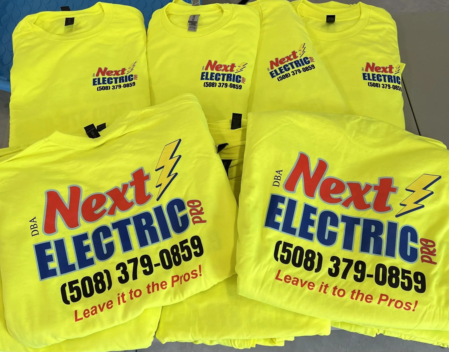 DTF Custom Apparel front and back printed for Next Electric!