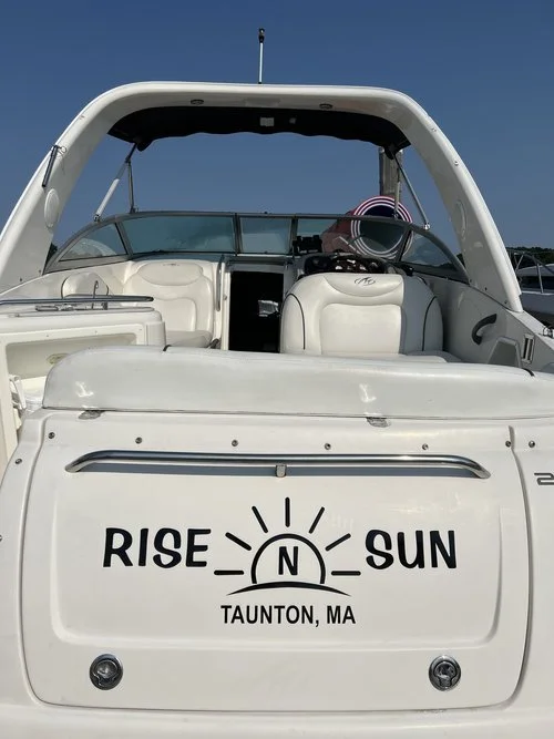Out with the old, in with the new! Our client recently bought a bought with a very outdated name on it so we freshened it up with some new vinyl decals! Came out beautiful.