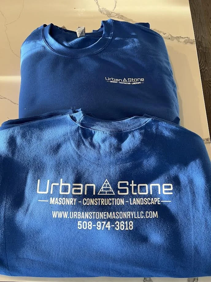Crew Neck Hoodies, printed front and back for Urban Stone Masonry!