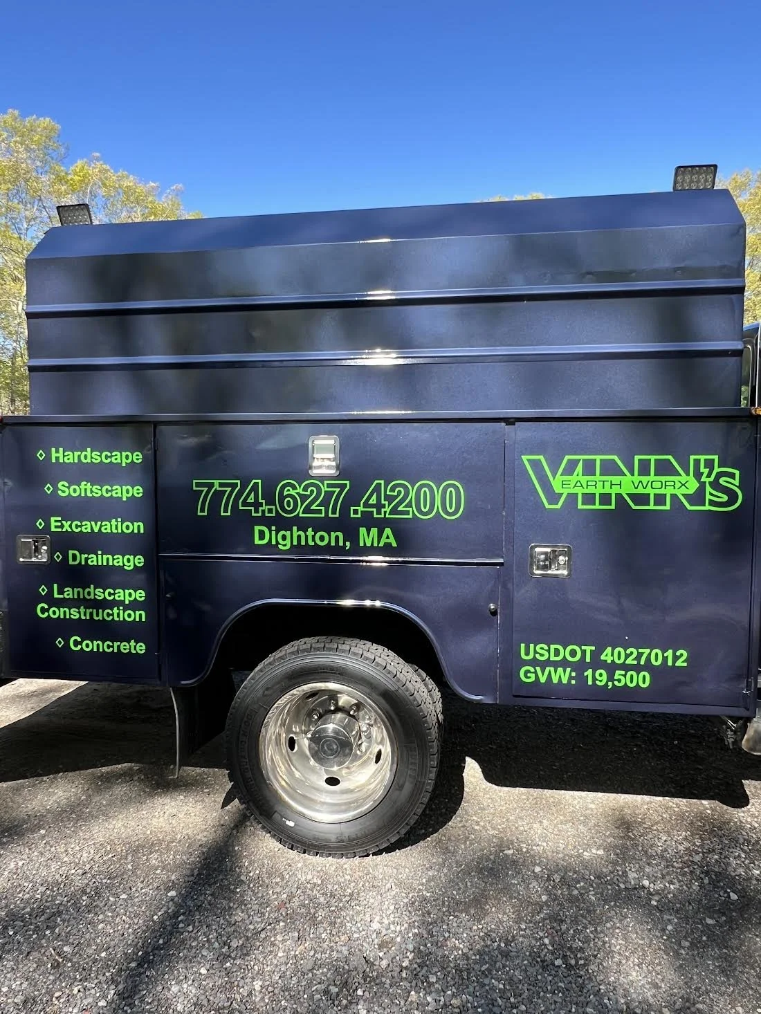 Bright Green High Performance Vinyl Installation for Vinn's Earthworx out of Dighton, MA!!