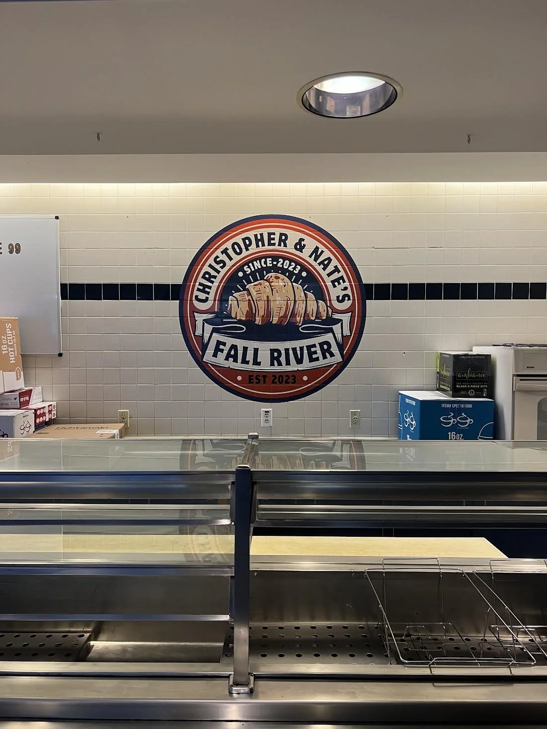 Another spot for Christophers located in Fall River, MA.  3M Digitally Printed Decal Logo over Tile.