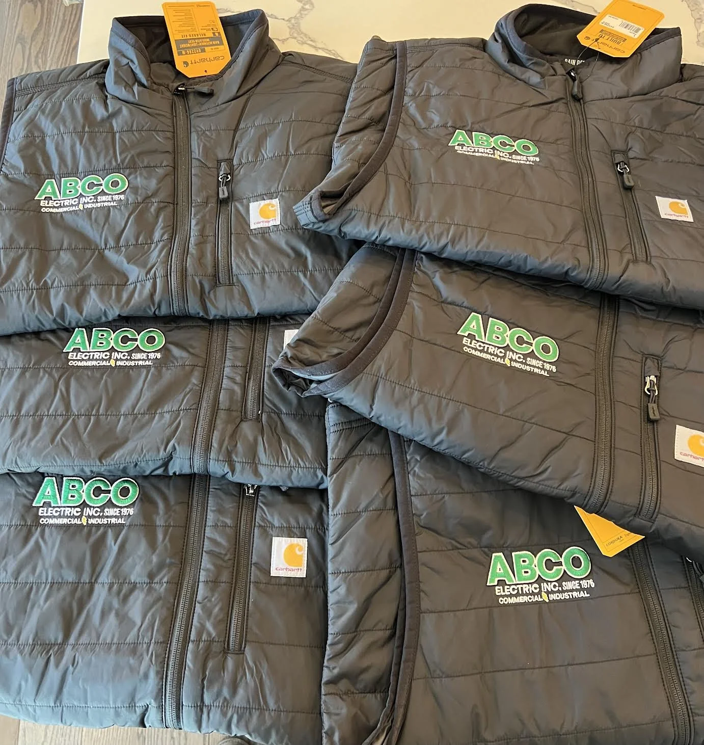 Customer Carhartt jackets embroidered