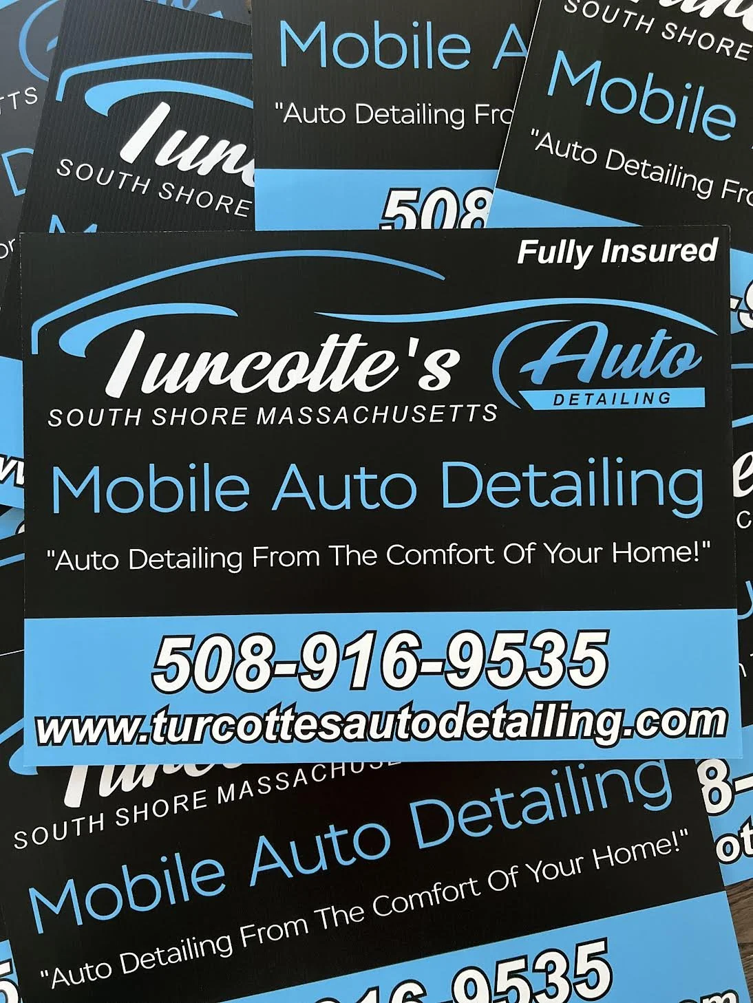 Beautiful color combo for these site signs for Turcottes Auto Detailing!