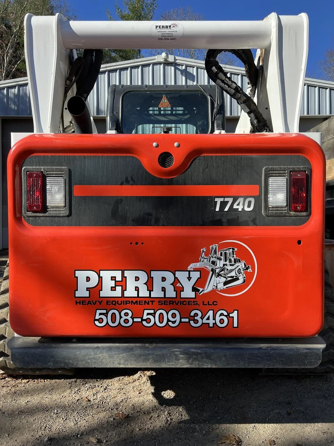 Perry Heavy Equipment out of Dighton, MA with his rear Bobcat Complete with a 3M Digitally Printed & Laminated Logo