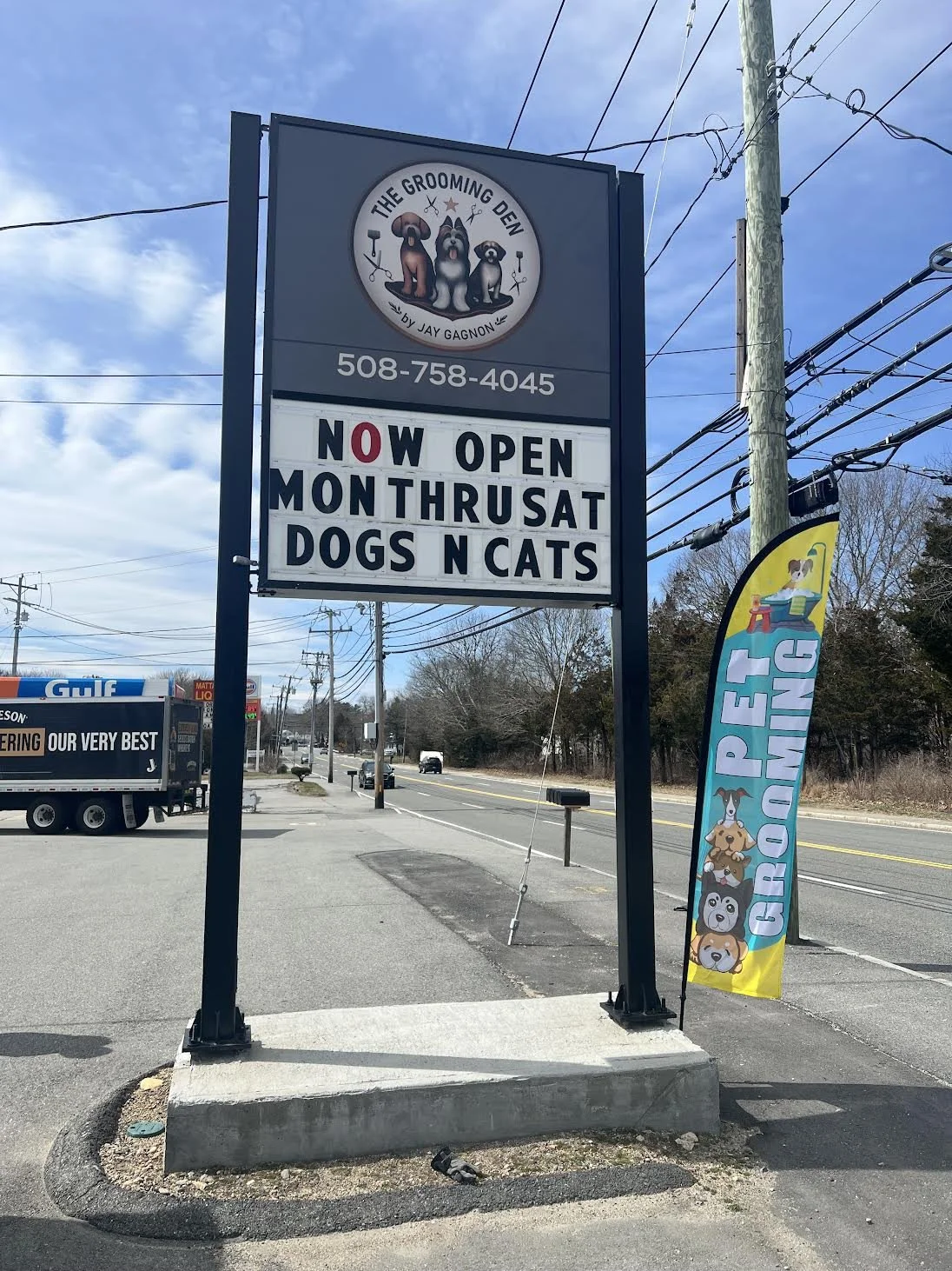 Replacement Faces complete with Translucent Digitally Printed Graphics for the owners of the Grooming Den in Mattapoisett, MA!