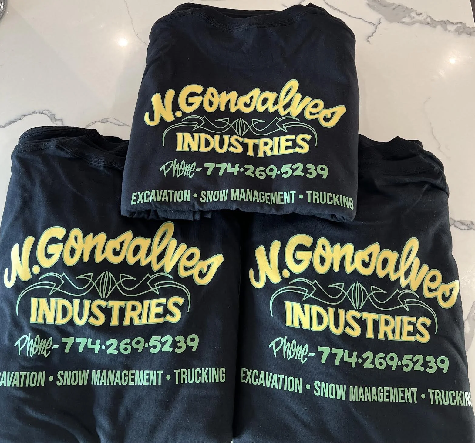 Custom Apparel; DTF Printed; Front & Back for N. Gonsalves Industries!