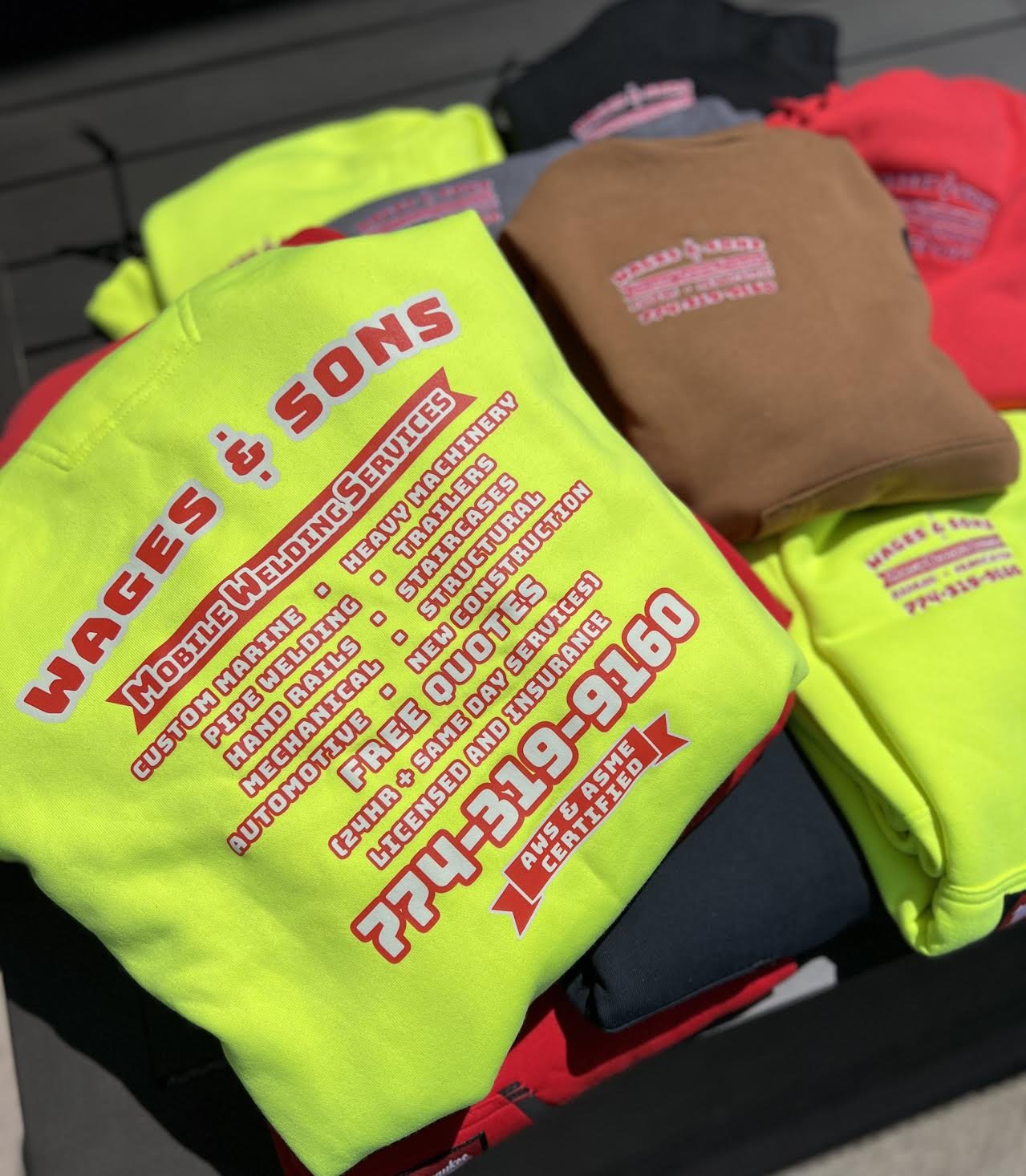 Various Customer Supplied Hoodies with numerous Embroidery & Printed Locations!