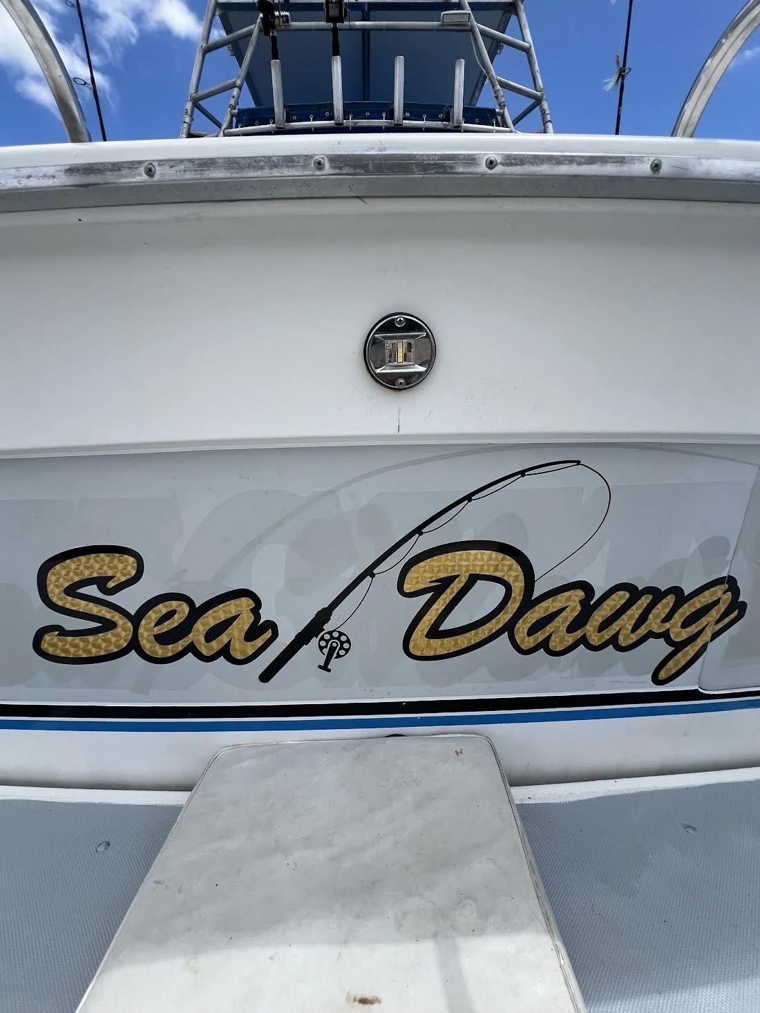 Gold Engine Turn Vinyl with a Black Outline for the Sea Dawg!