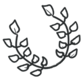 A simple black-and-white illustration of a laurel wreath