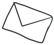 A simple black line drawing of an envelope.