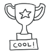 Black trophy cup with a star emblem on top and the word 'COOL' engraved at the base.