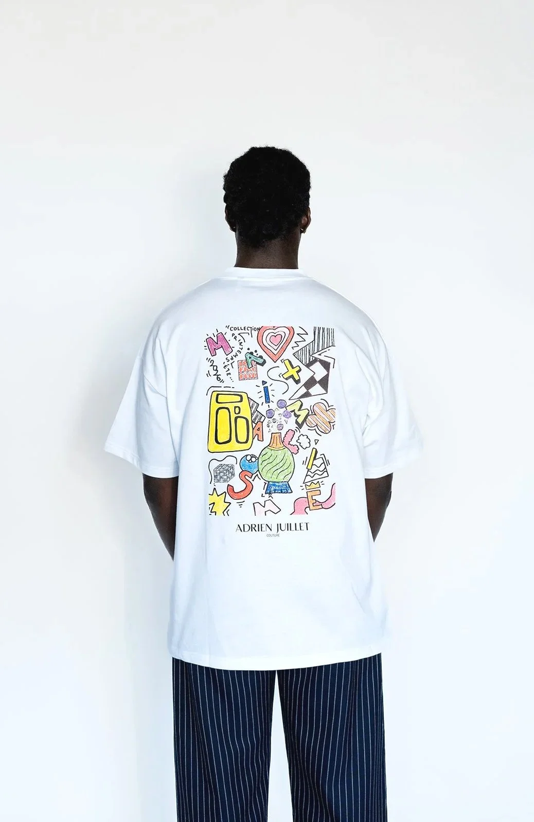 T-shirt Dessin Maximalisme Blanc Oversize