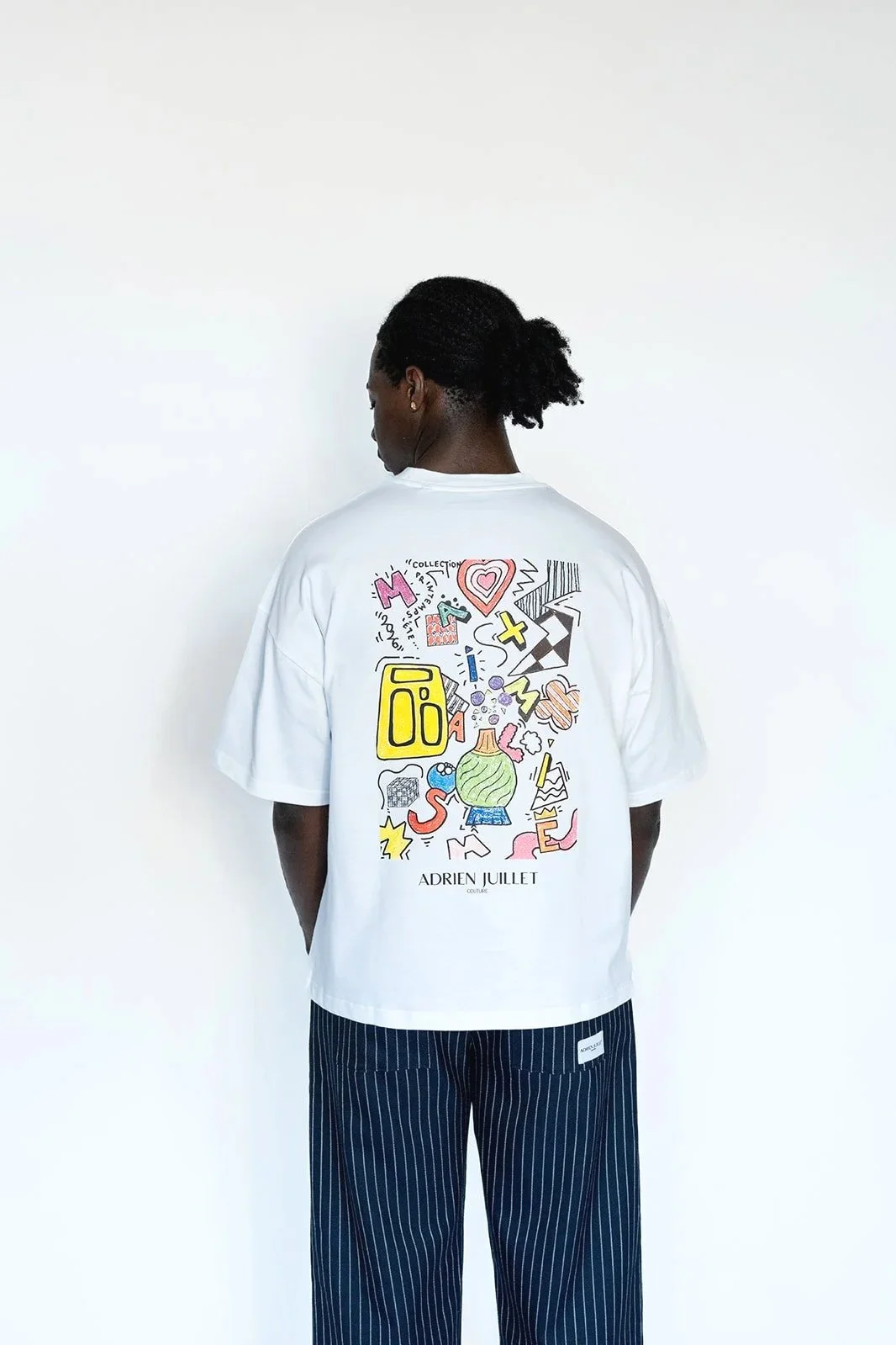 T-shirt Dessin Maximalisme Blanc Coupe Boxy