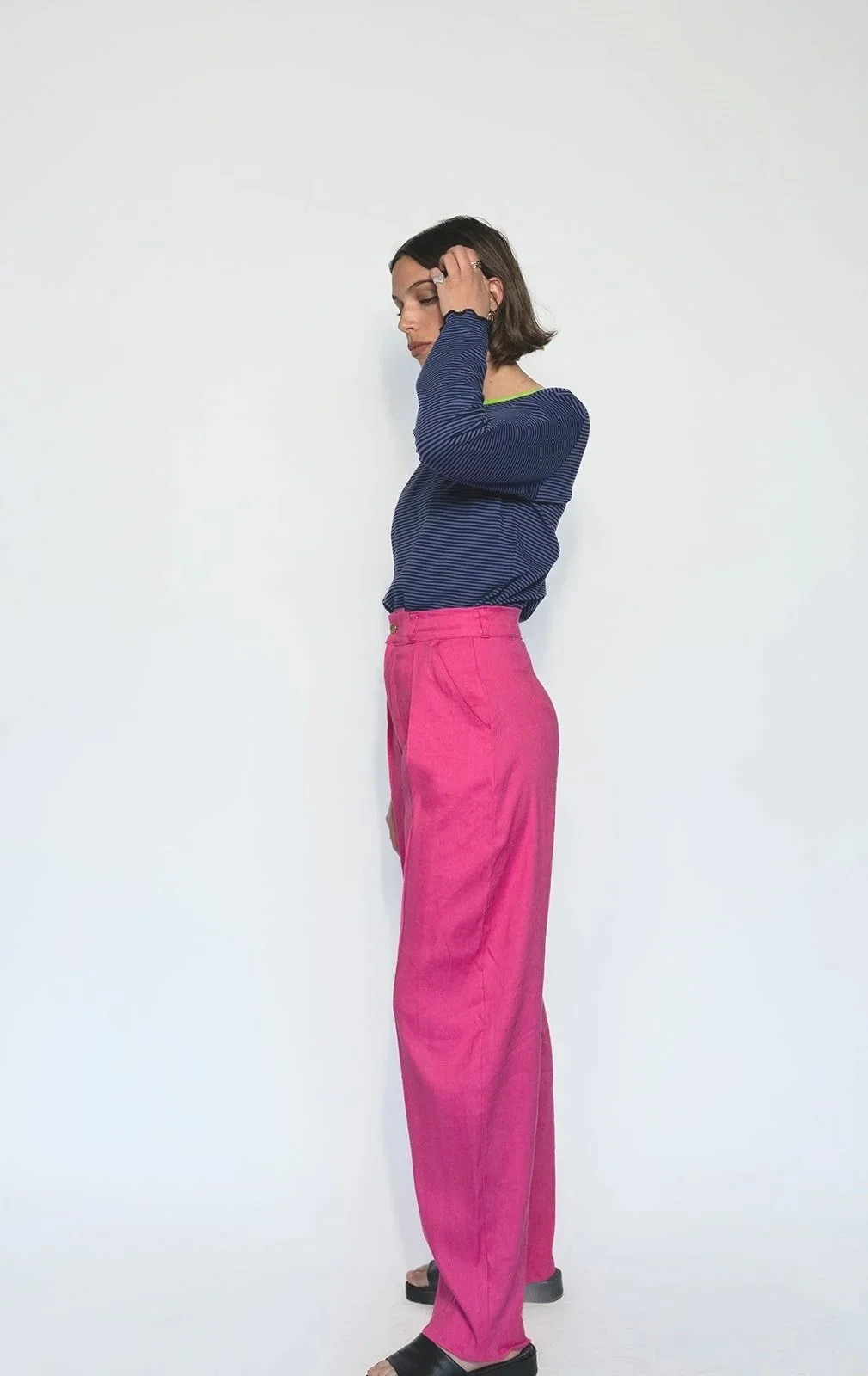 Pantalon Signature en Lin Rose