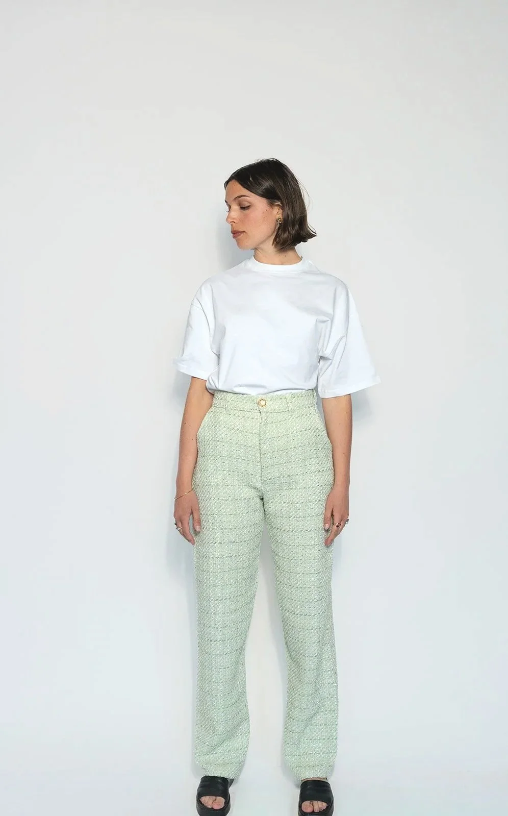 Pantalon en Tweed Vert