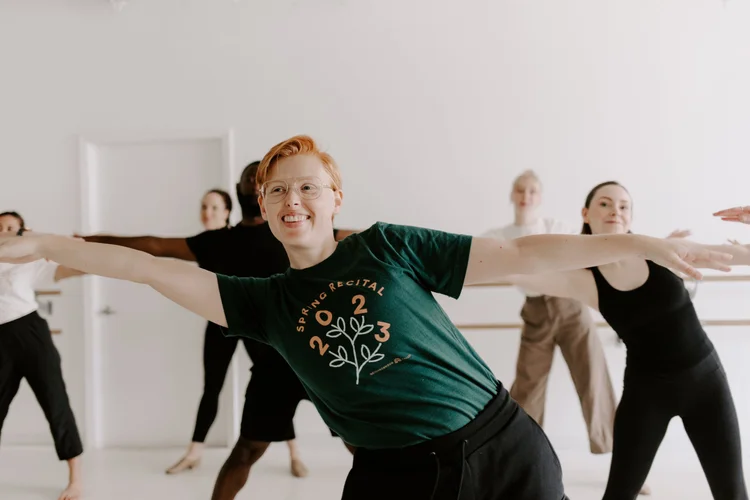 Adult dancers in class