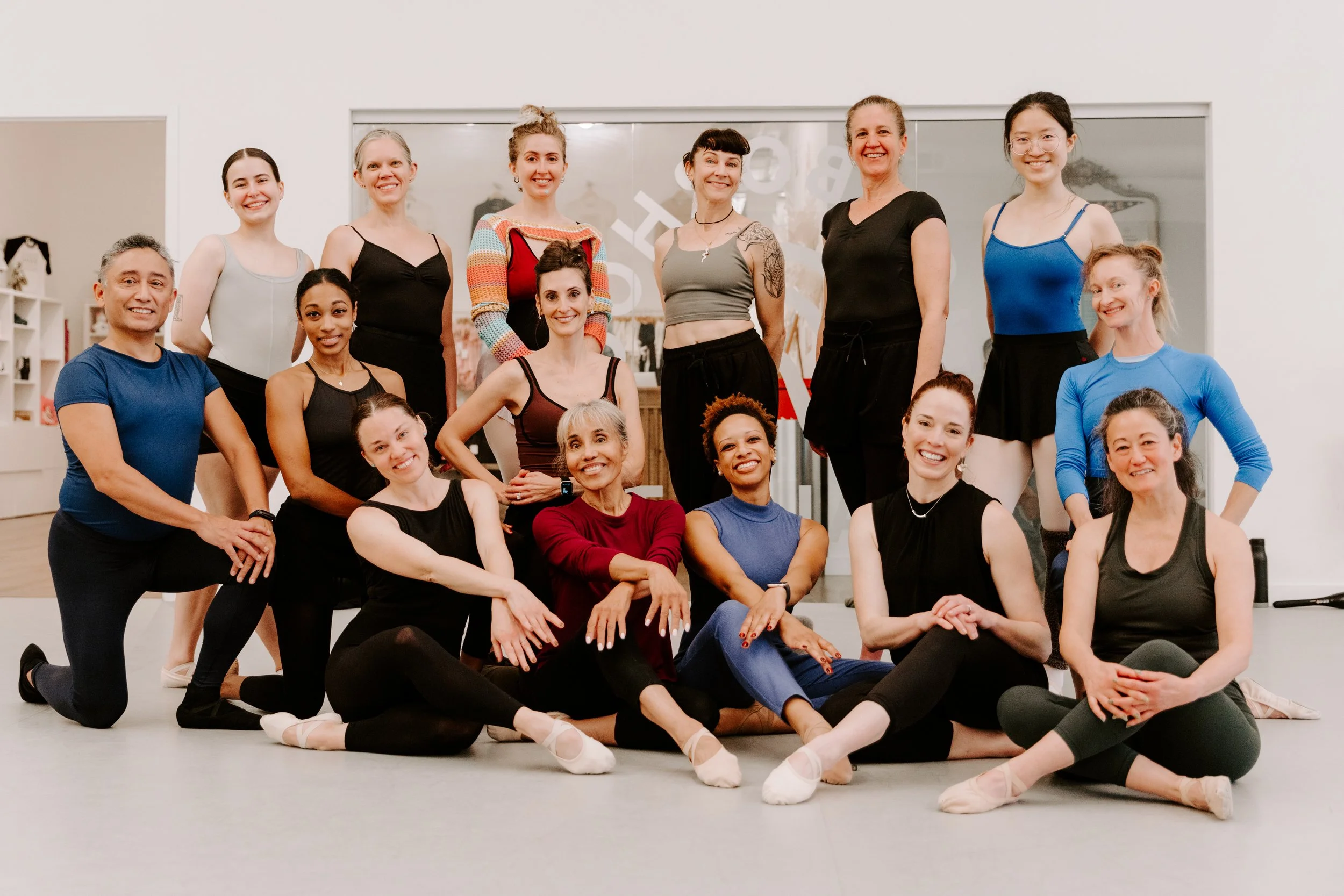 The Neighborhood Ballet teaching team gathered together in the studio