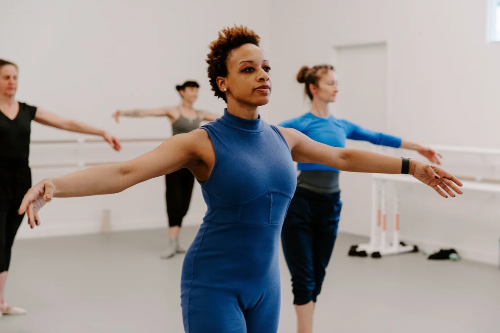 Adult dancers in class at Neighborhood Ballet