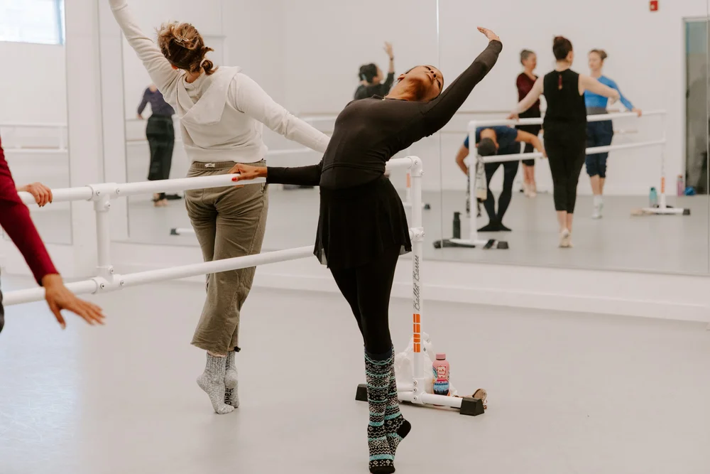 An adult dancer in class