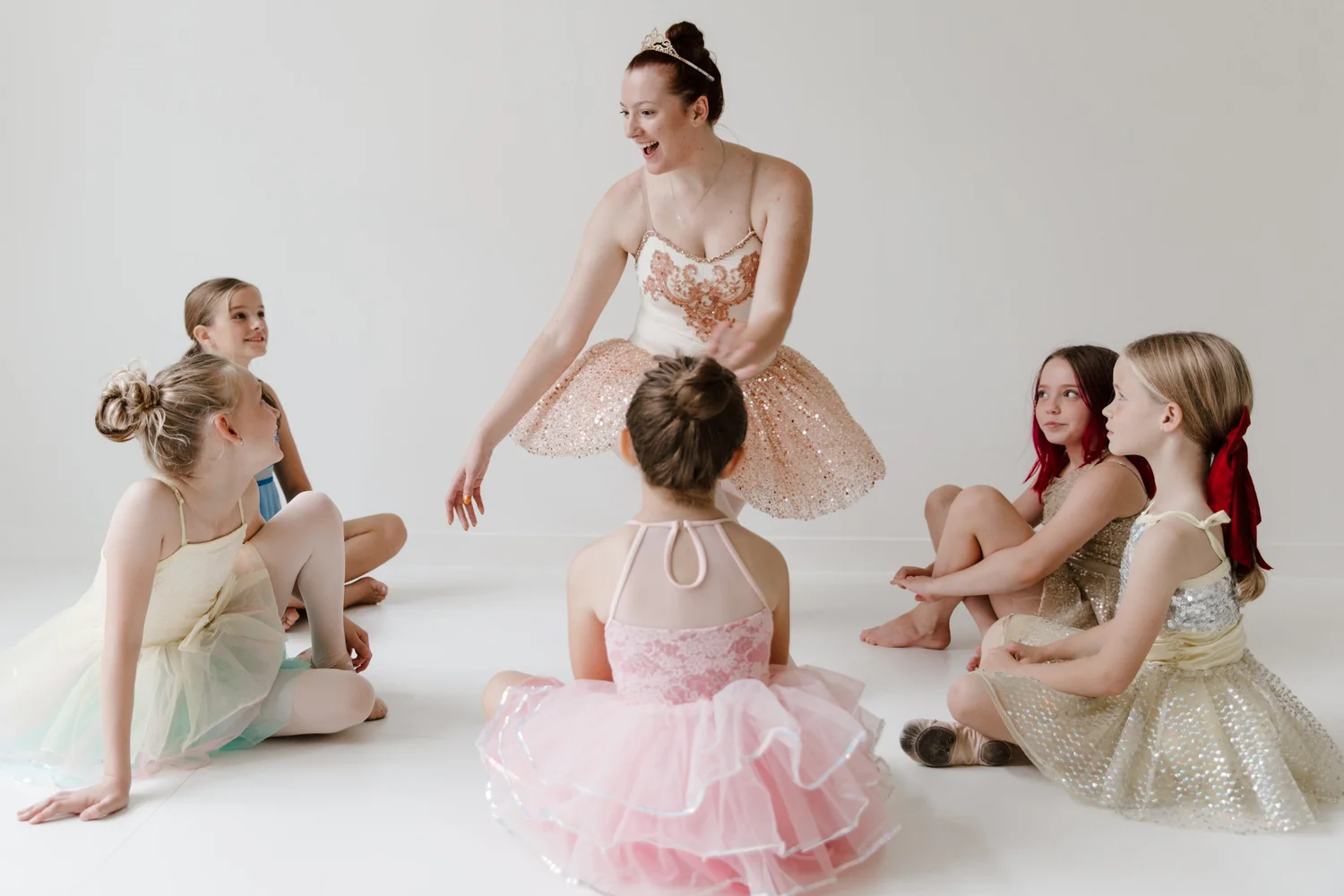 Dancers celebrating a Neighborhood Ballet birthday party