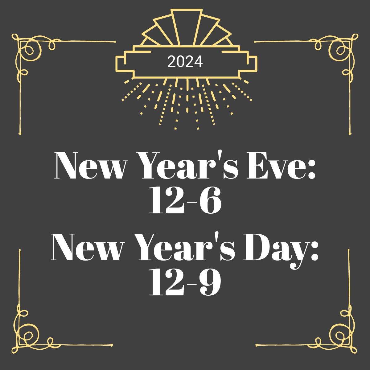IT'S ALMOST TIME TO RING IN THE NEW YEAR! 🥂🎆We will be closing early on New Year's Eve, and open for normal business hours on New Year's Day. Stop by to get your final cup of boba before the end of the year!

NEW YEAR'S EVE: 12-6
NEW YEAR'S DAY: 12