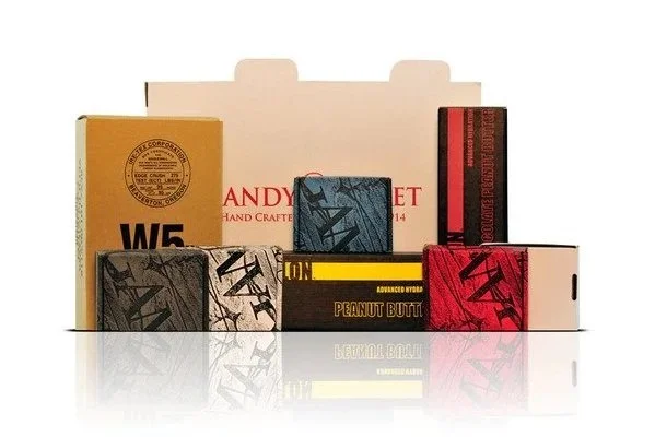 Various corrugated shipping cartons featuring custom printed graphics.