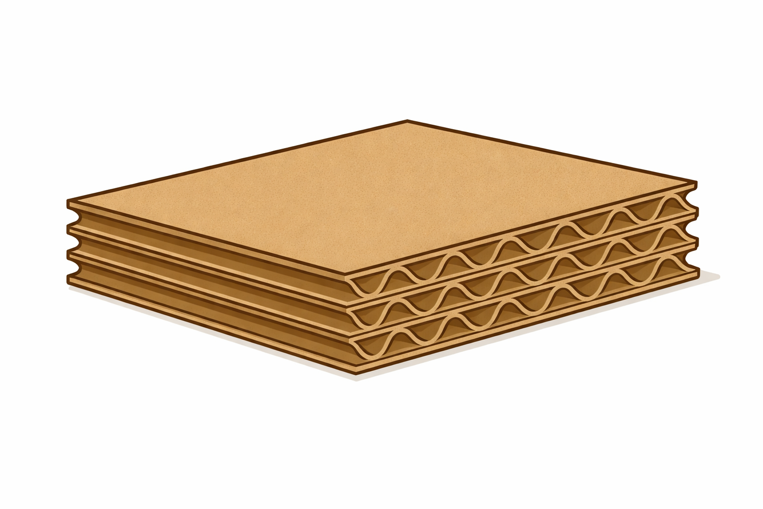 Stack of triplewall corrugated cardboard.