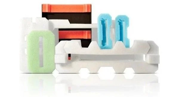 Assorted foam packaging components and protective foam inserts.