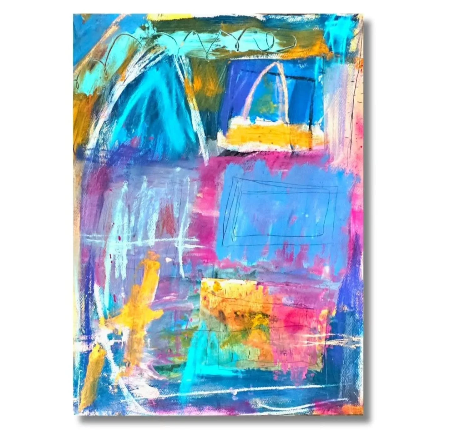 SOMETHING TO LIVE FOR
24" x 18" Acrylic, Graphite, Pastel, Collage on Paper - 2026

I started combining poetry and painting more consciously last year. It started to emerge in both of my Solo Exhibitions last year - more specifically int he