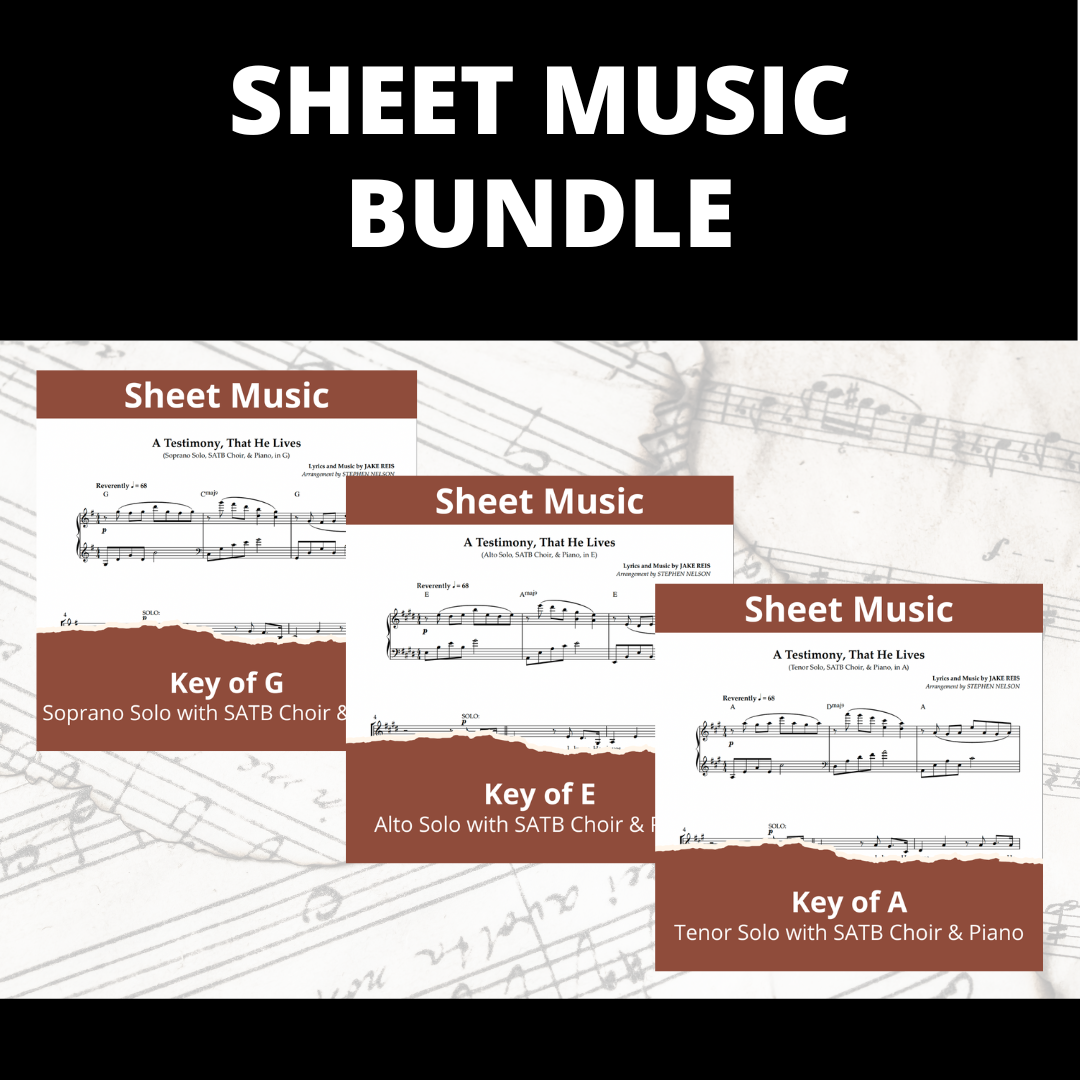 A Testimony, That He Lives – Sheet Music Bundle (Keys of G, E, A) – 5 Copies Ea, No MP3s)