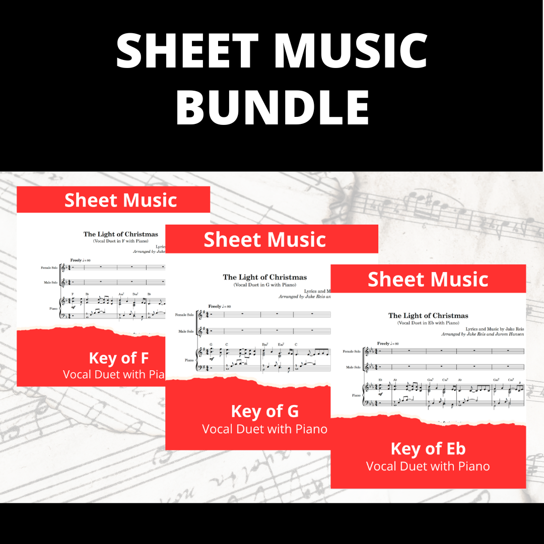 The Light of Christmas - Sheet Music Bundle - 5 Copies of Each (F, Eb, & G, No MP3)