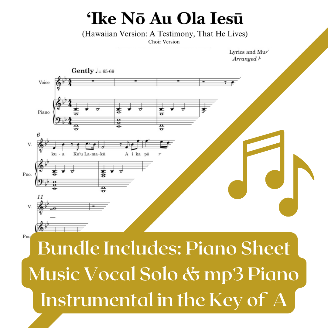 'Ike Nō Au Ola Iesū: Key of A (Group Bundle & Save): Sheet Music Vocal Solo & MP3 Piano Accompaniment
