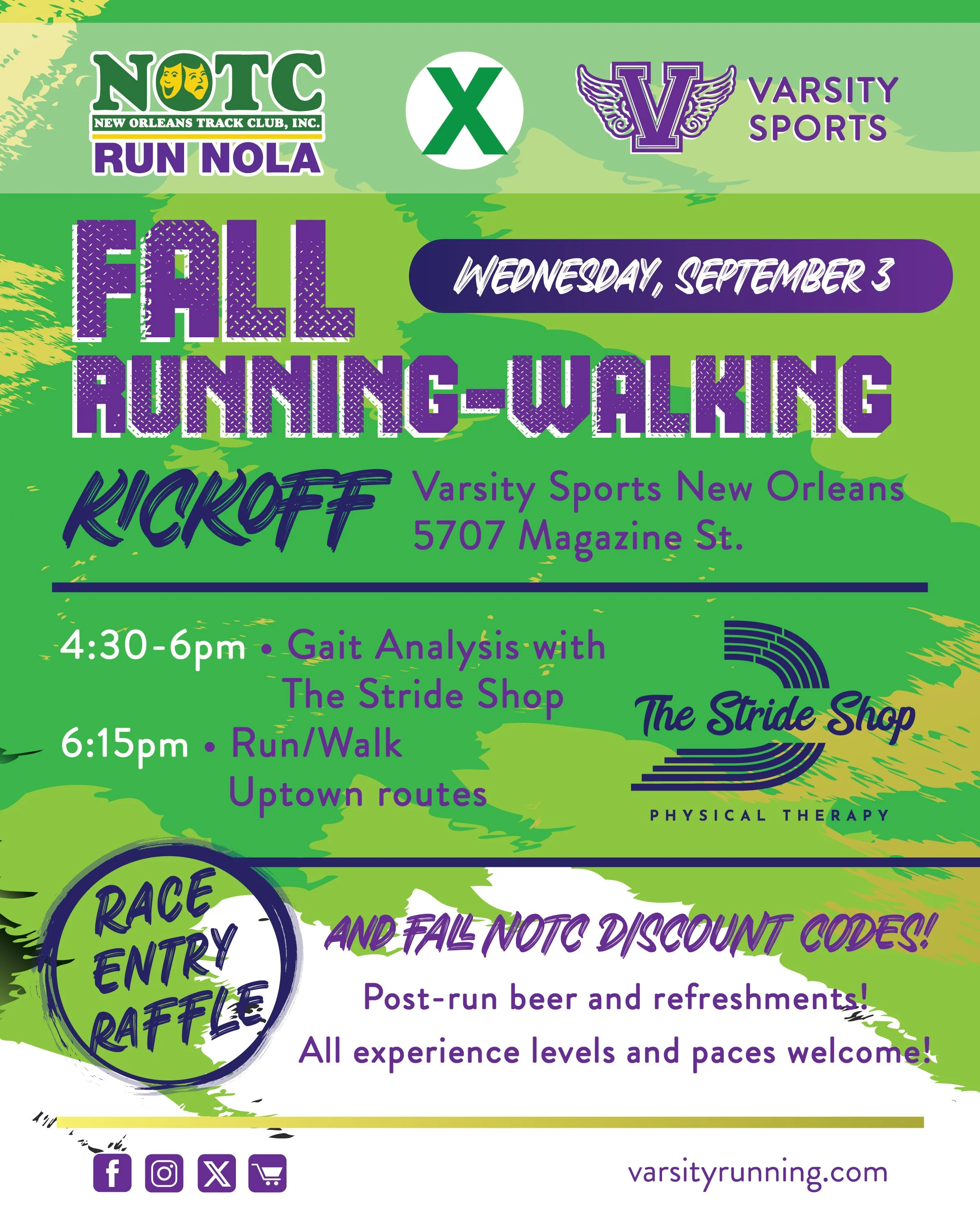 VSNO/NOTC Wednesday Pop-up run - Fall Running/Walking Kickoff!