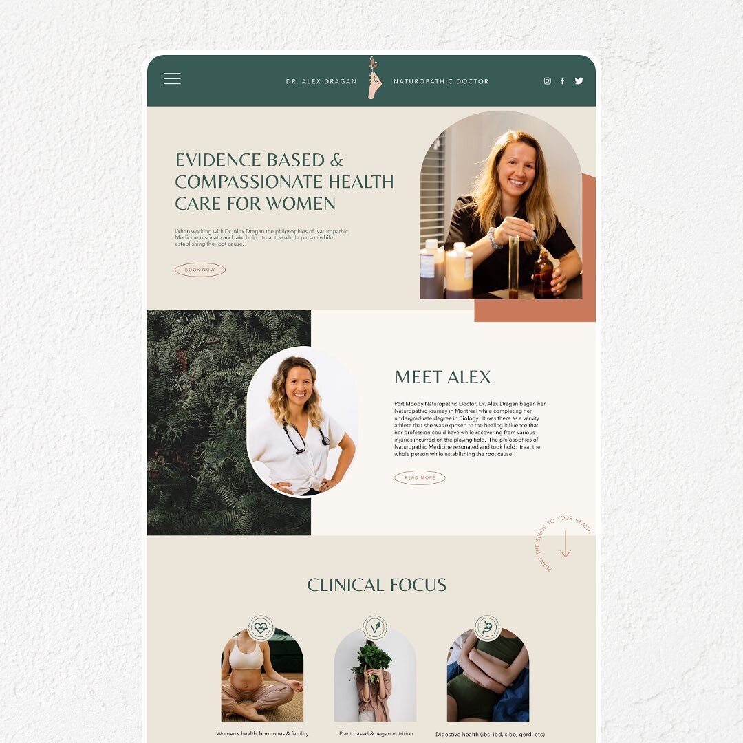 Take a look at this Naturopathic Doctor homepage design 💻 

Your website is one of our favourite places to see your brand come to life - whether we designed it or not! Alex came to us with a stunning brand that needed a digital home. We worked toget