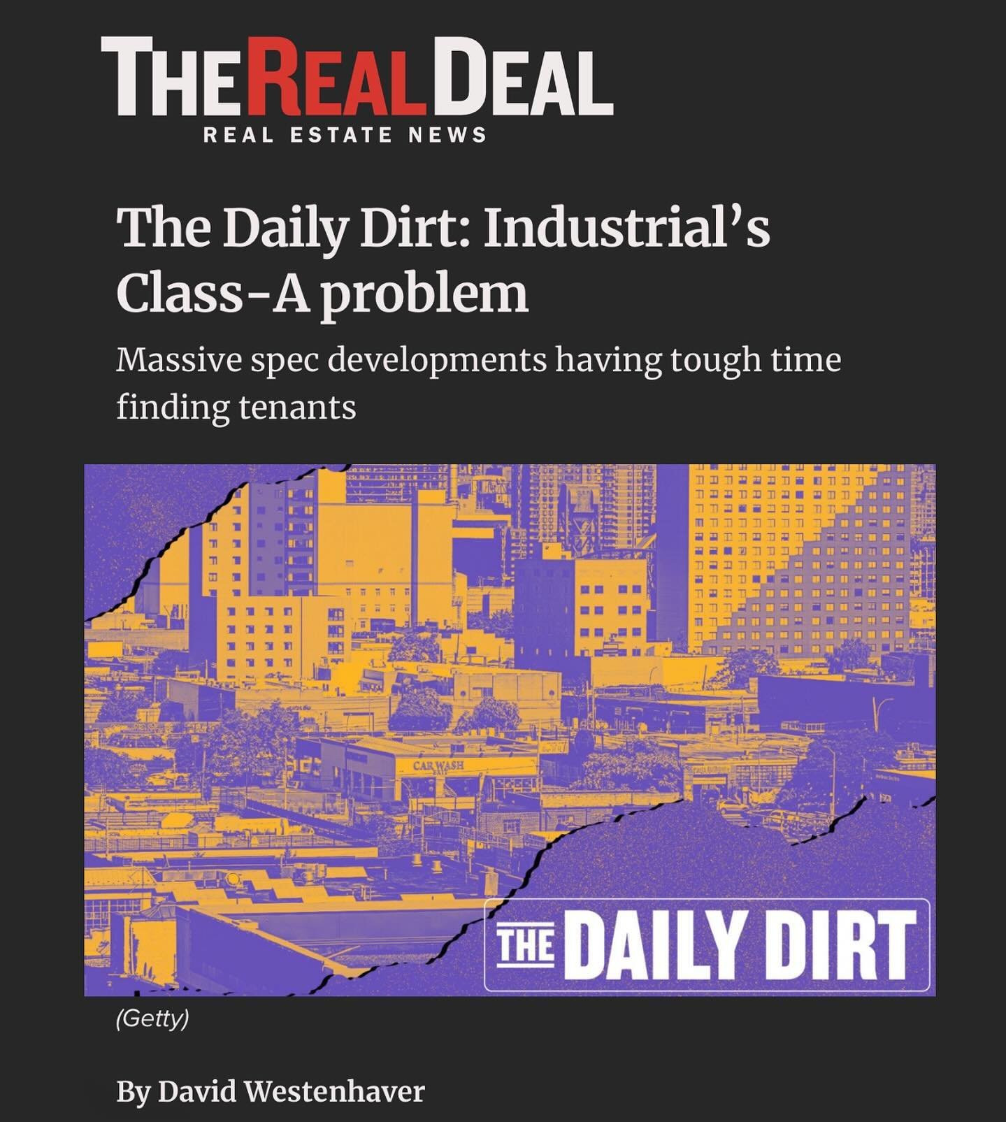 Trending News: According to @therealdeal The Daily Dirt, &ldquo;as a result of softening demand in huge, modern, Class-A warehouses from e-commerce giants and logistics firms that saw a boom in need during covid, New York has an oversupply of these i
