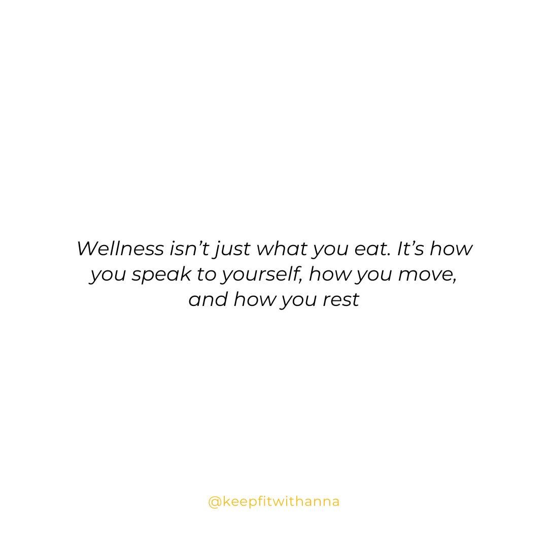Wellness is so much more than what&rsquo;s on your plate.
It&rsquo;s the way you talk to yourself in the mirror.
It&rsquo;s how you move your body &mdash; with love, not punishment.
It&rsquo;s how you wind down, rest, and actually recharge.

You can 