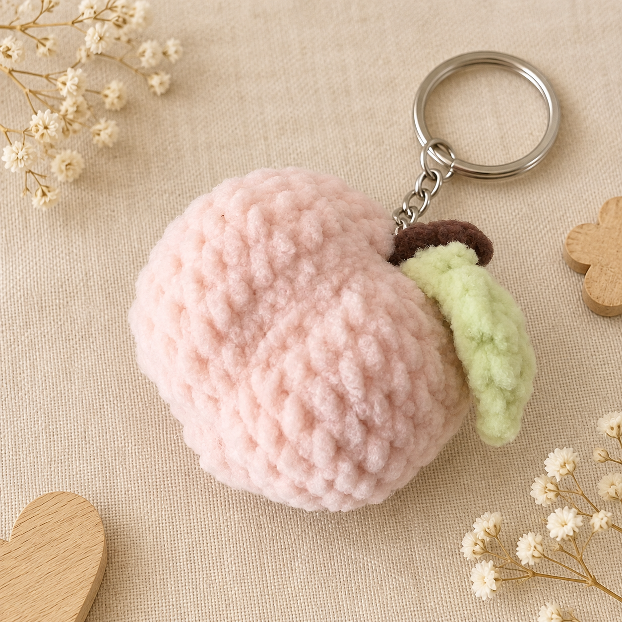 Peach fruit keychain
