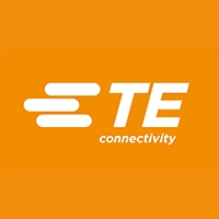 Orange background with white logo and text reading 'TE connectivity'.