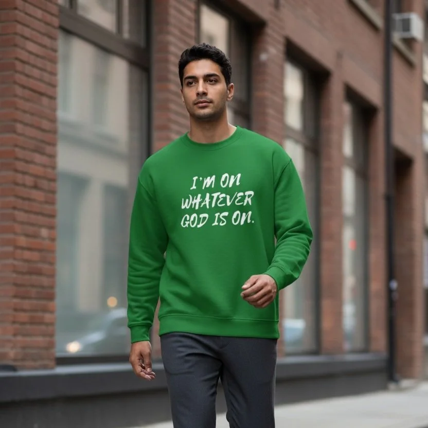 Faith-Inspired Crewneck Sweatshirt — "I'm on whatever GOD is on"